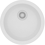 Aqu White Granite Quartz Stone Kitchen Sink Round Single Bowl